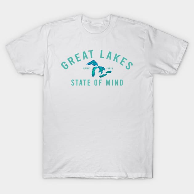 Great Lakes State of Mind Blue Lakes T-Shirt by GreatLakesLocals